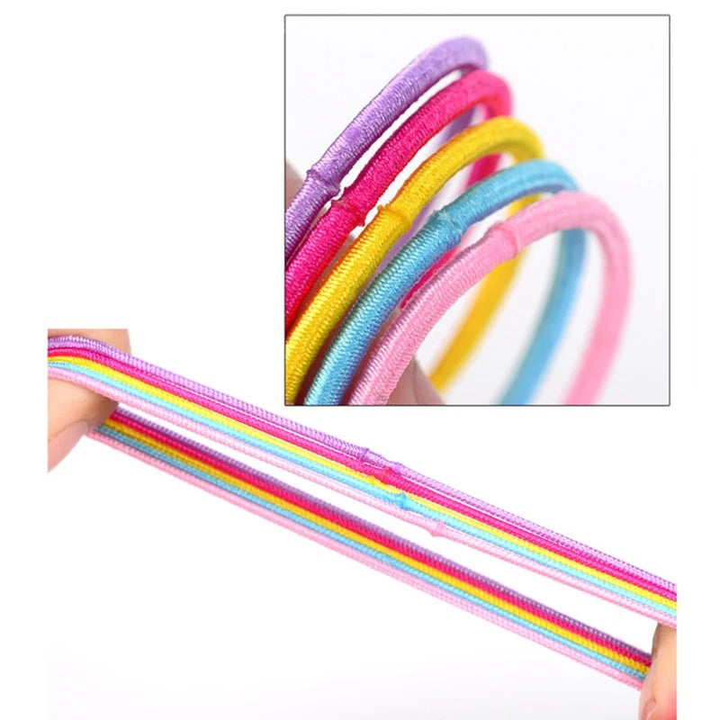 50 Pcs Women Girls Colorful Nylon Elastic Hair Bands