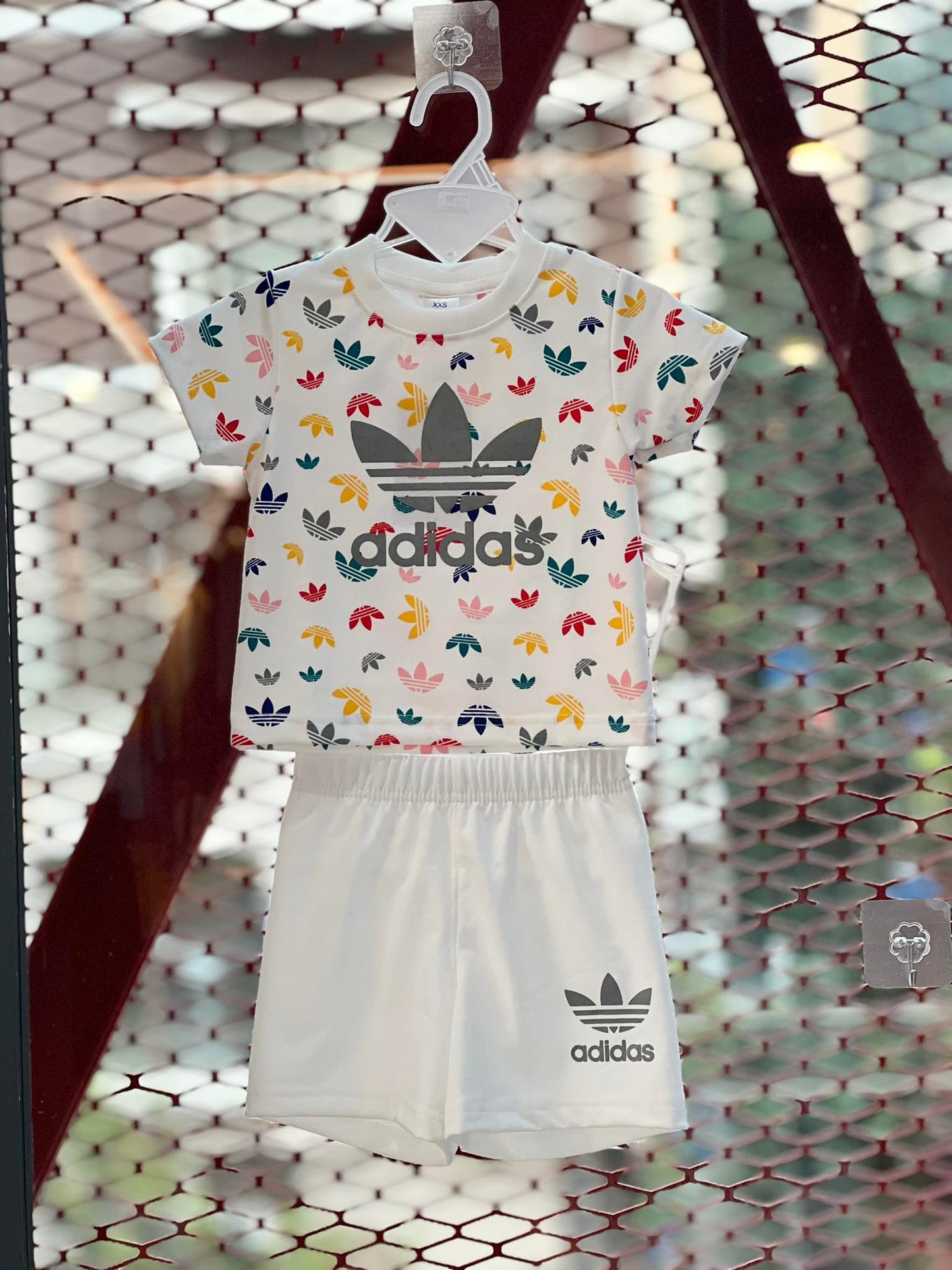 Adidas (Thai) T-Shirt & Pant Set- White & Ash