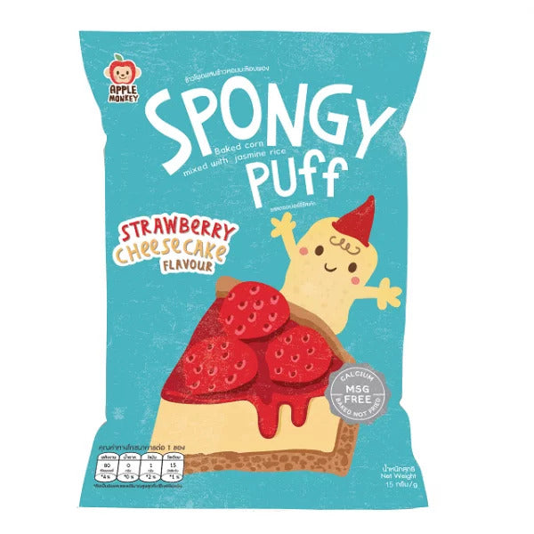 Apple Monkey Spongy Puff- Strawberry Cheesecake (12m+) 15g
