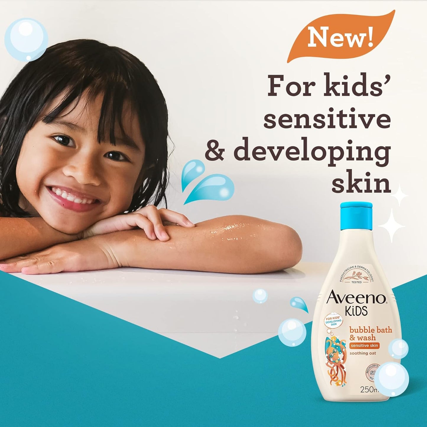 Aveeno Kids Bubble Bath & Wash For Sensitive Skin 250ml