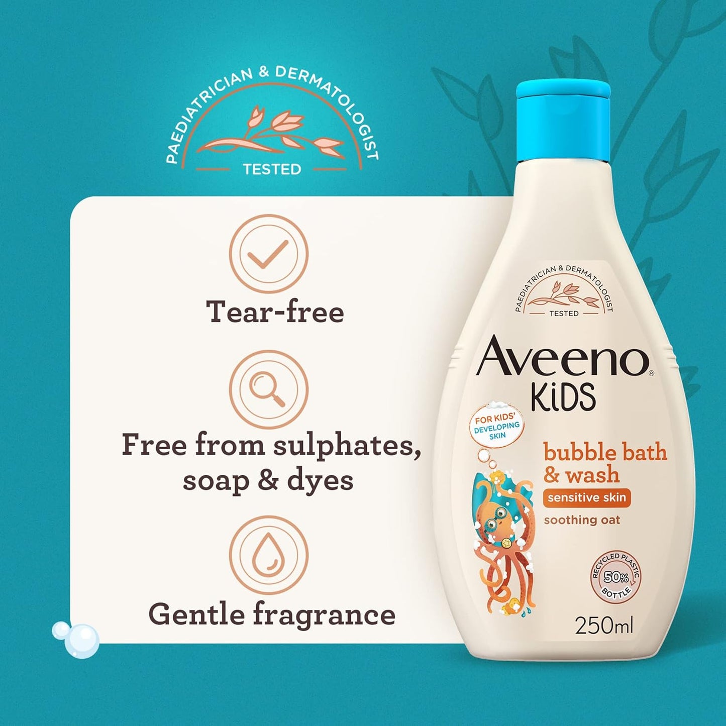Aveeno Kids Bubble Bath & Wash For Sensitive Skin 250ml