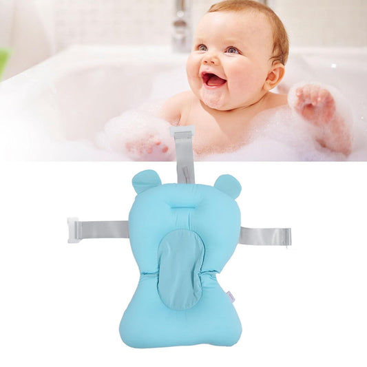 Baby Adjustable Infant Baby Tub Seat Cushion (Blue Bear Shape)