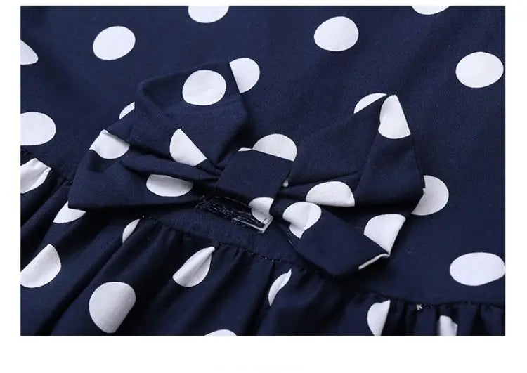 Baby Girls Dresses Korean Style With White Polka Dot Princess Dress