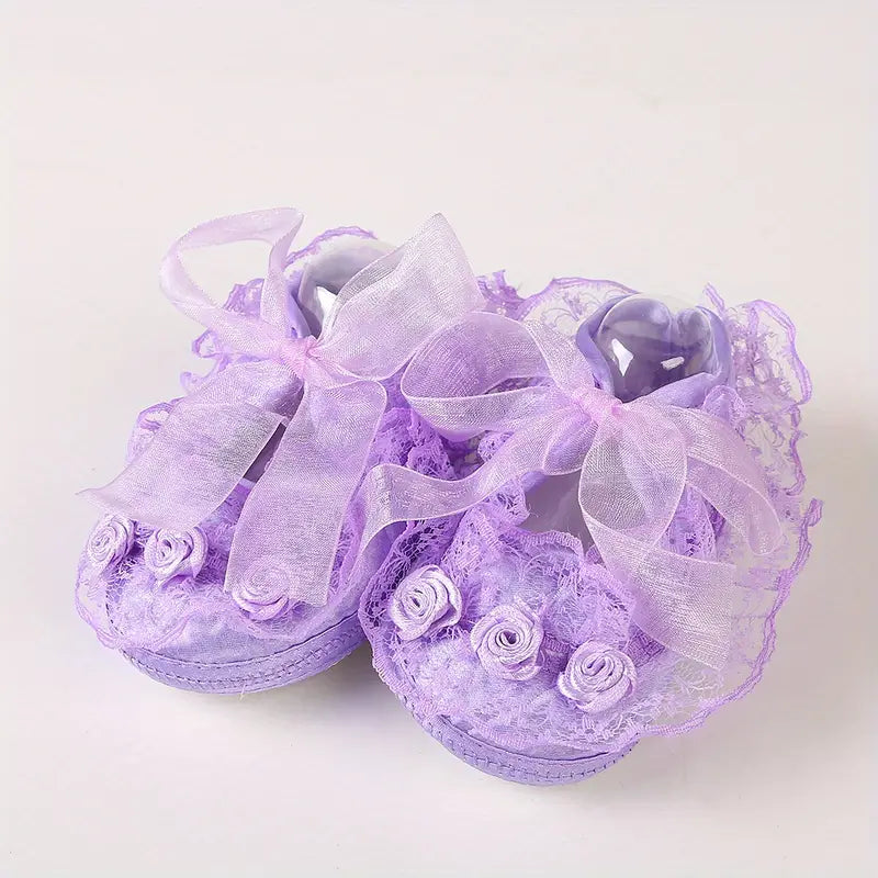Baby Girls Lace Soft Shoes- Violet