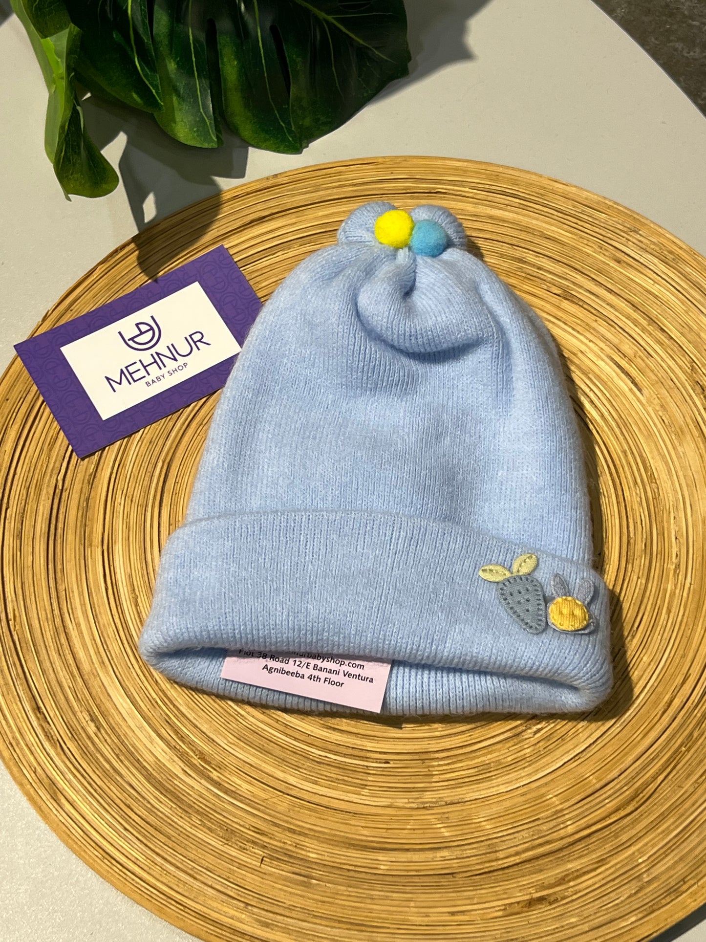 Baby Knitted Woolen Cap- Blue (0-6m)