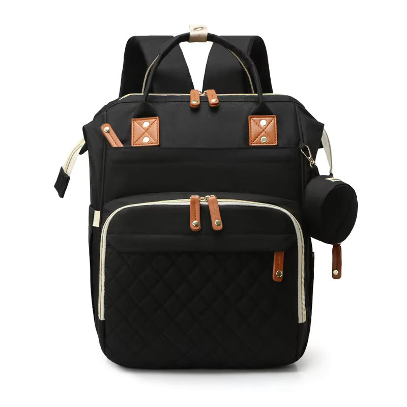 Baby Quilted Backpack Diaper Bag- Black