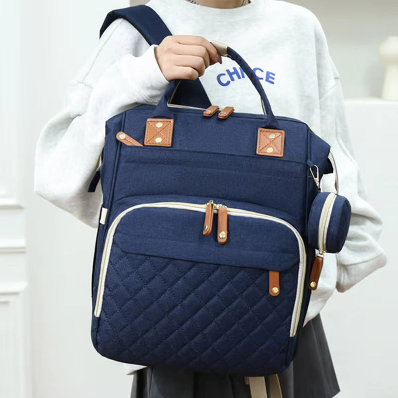 Baby Quilted Backpack Diaper Bag- Blue