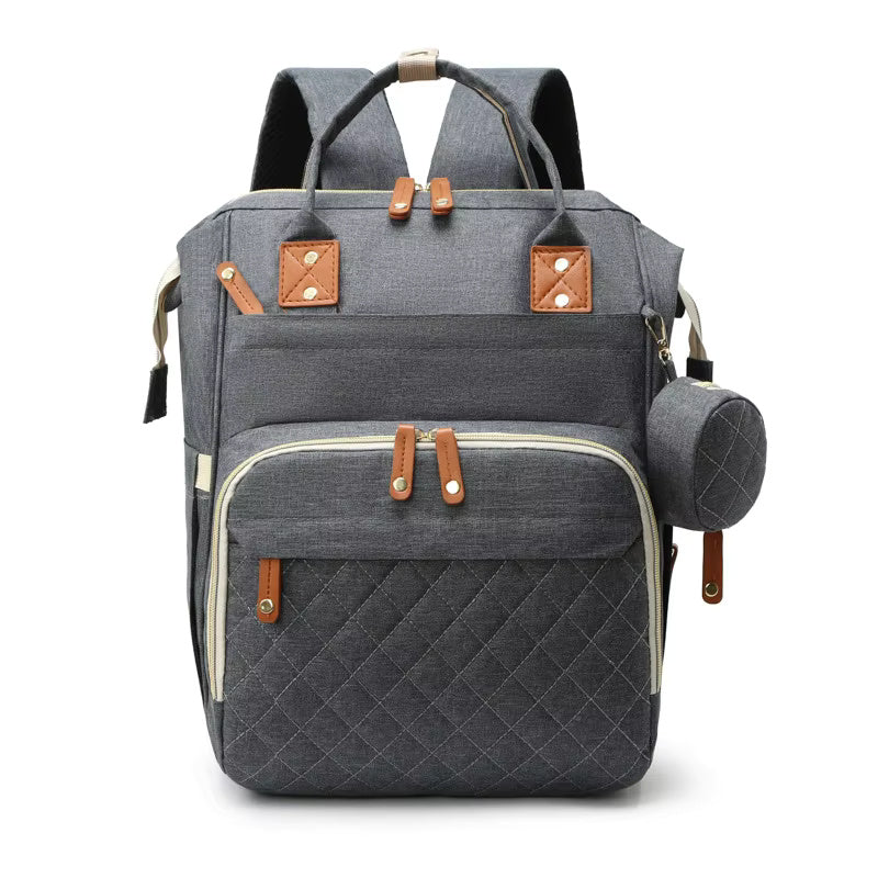 Baby Quilted Backpack Diaper Bag- Deep Grey