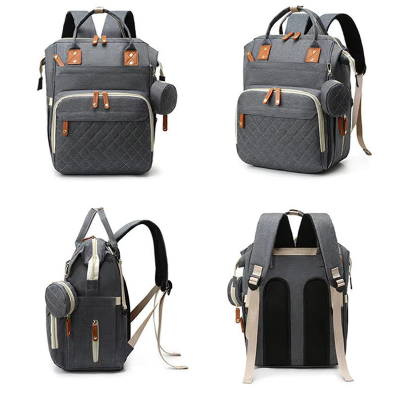 Baby Quilted Backpack Diaper Bag- Deep Grey