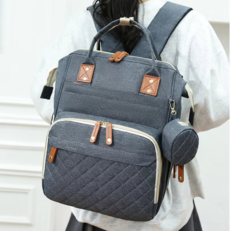 Baby Quilted Backpack Diaper Bag- Deep Grey