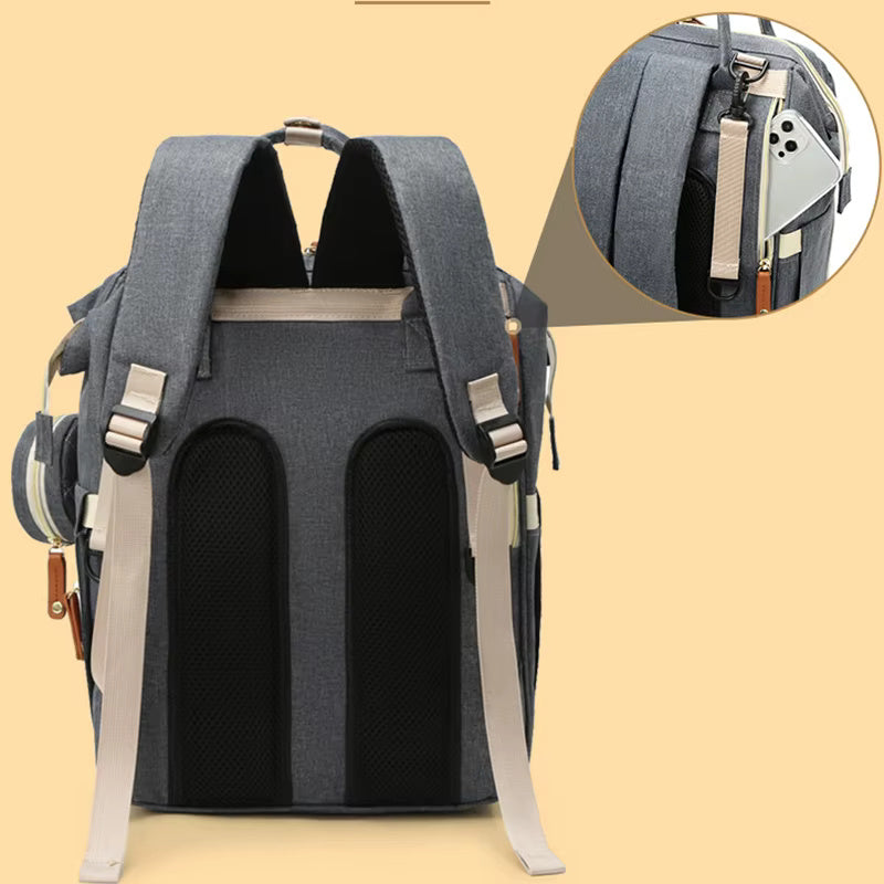 Baby Quilted Backpack Diaper Bag- Black