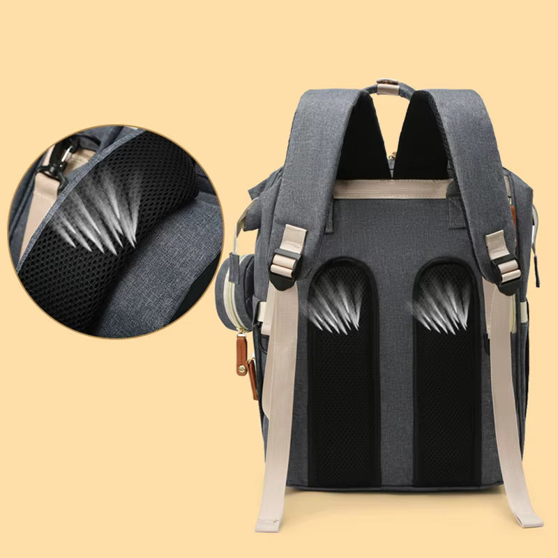 Baby Quilted Backpack Diaper Bag- Black