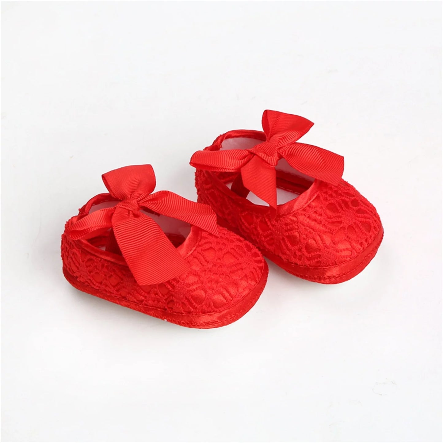 Baby Ribbon Bow Soft Shoes- Red