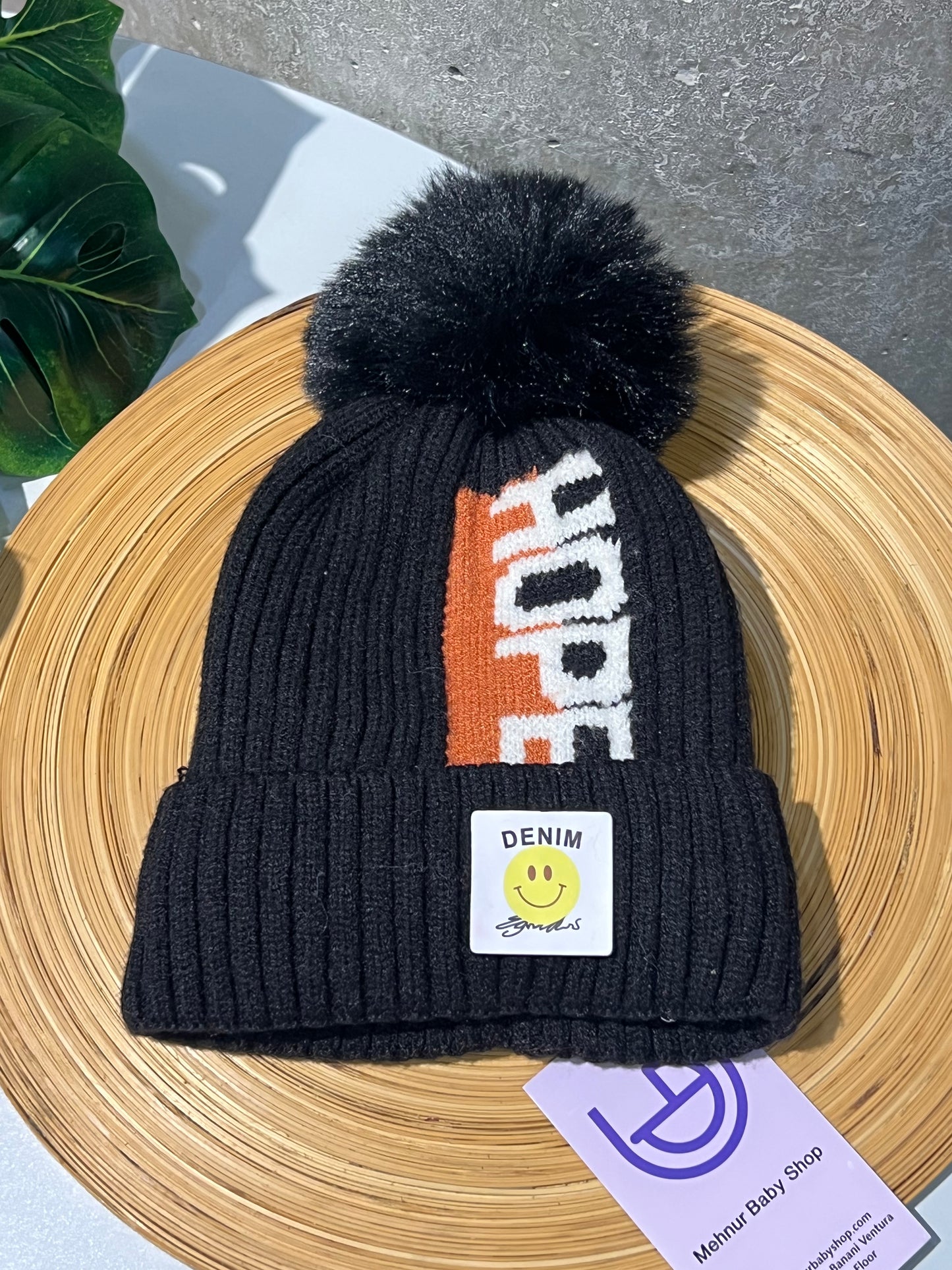 Baby Woolen Beanie Cap-Black (6m-3y)