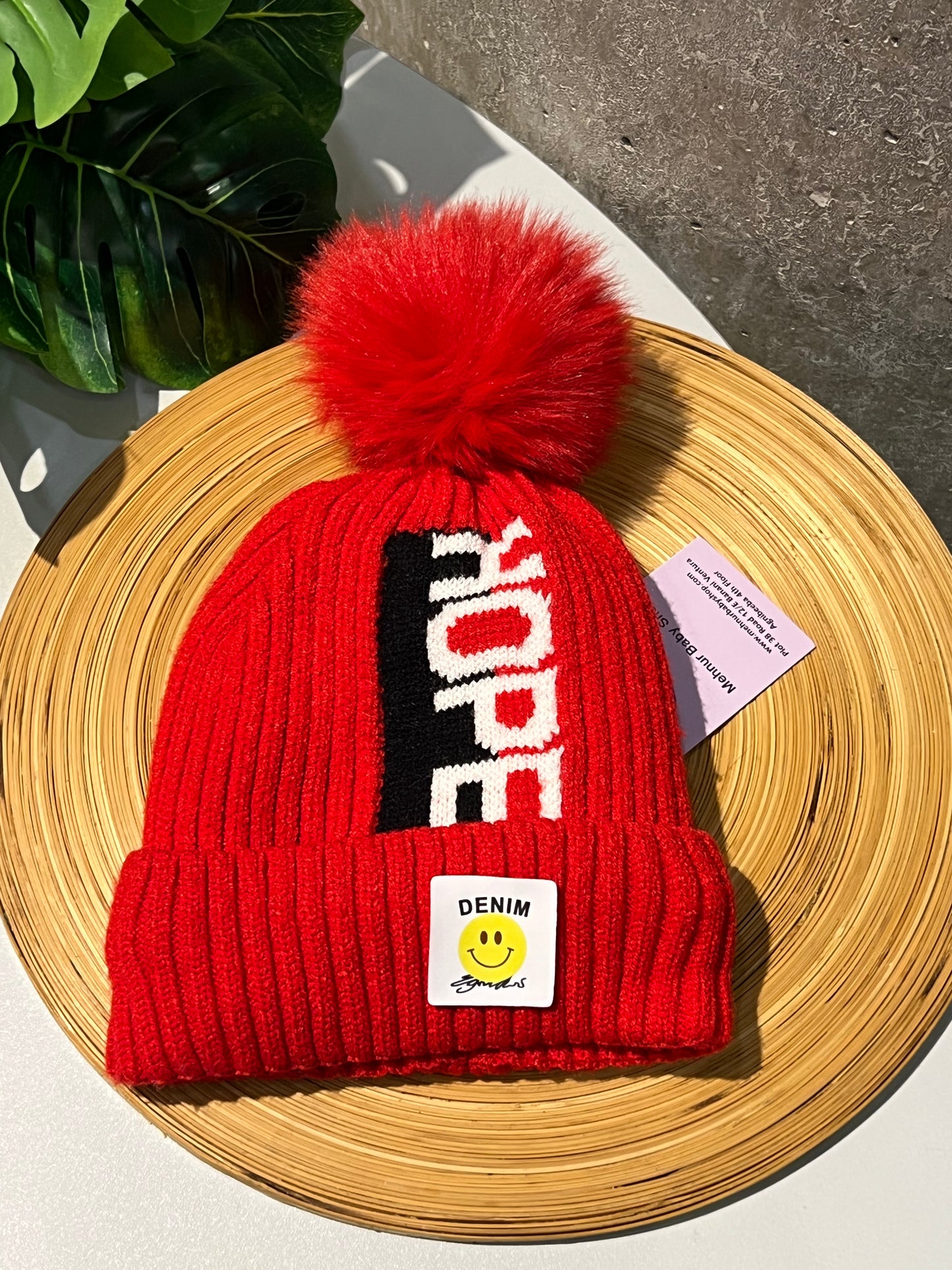 Baby Woolen Beanie Cap-Red (6m-3y)