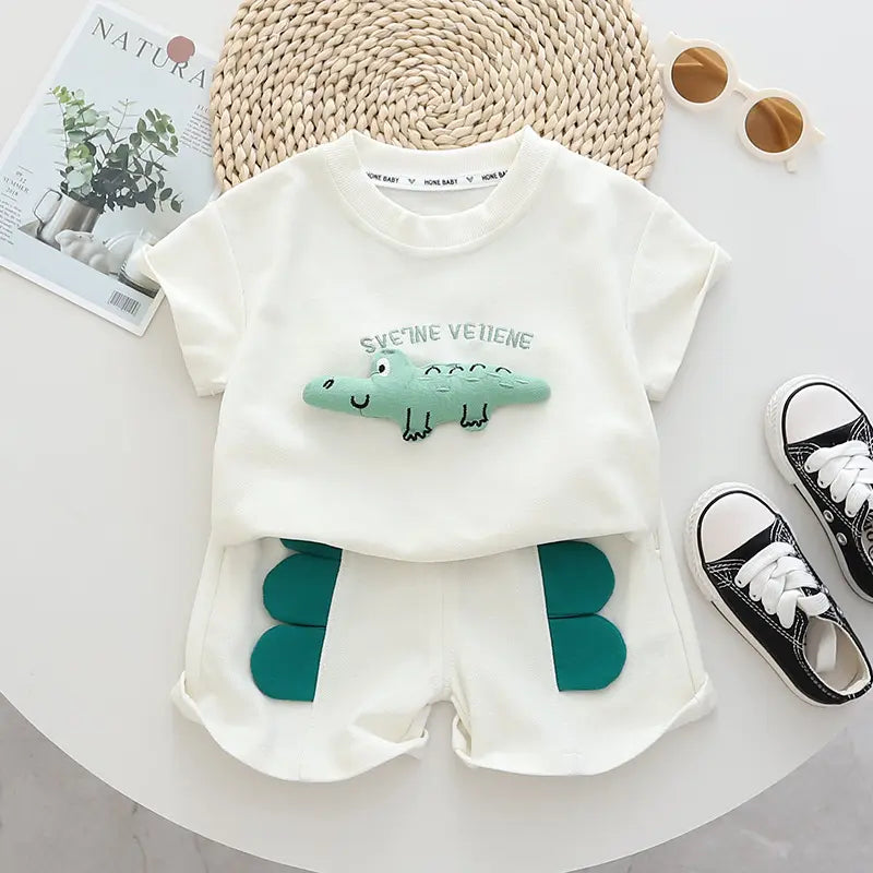 Boy's Printed Baby Casual Top + Shorts Set
