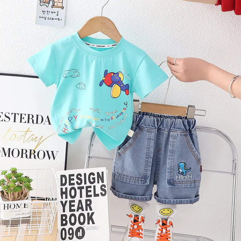 Boy's T-Shirt & Pant Set- Sky Blue