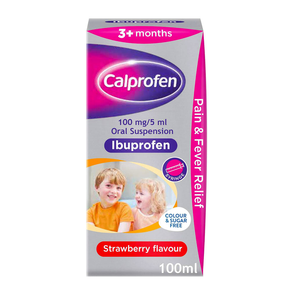 Calprofen Ibuprofen Suspension Strawberry Flavor (3+ Months) 100ml