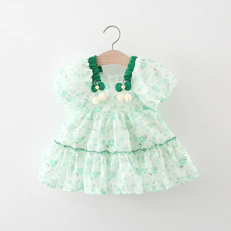 Colorful Baby Dress Little Girl Holiday Princess Dress- Green