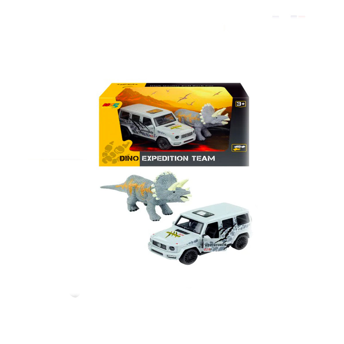 Dino Expedition Team Pull Back Car With Dinosaur (6843-2D) 3Y+ White