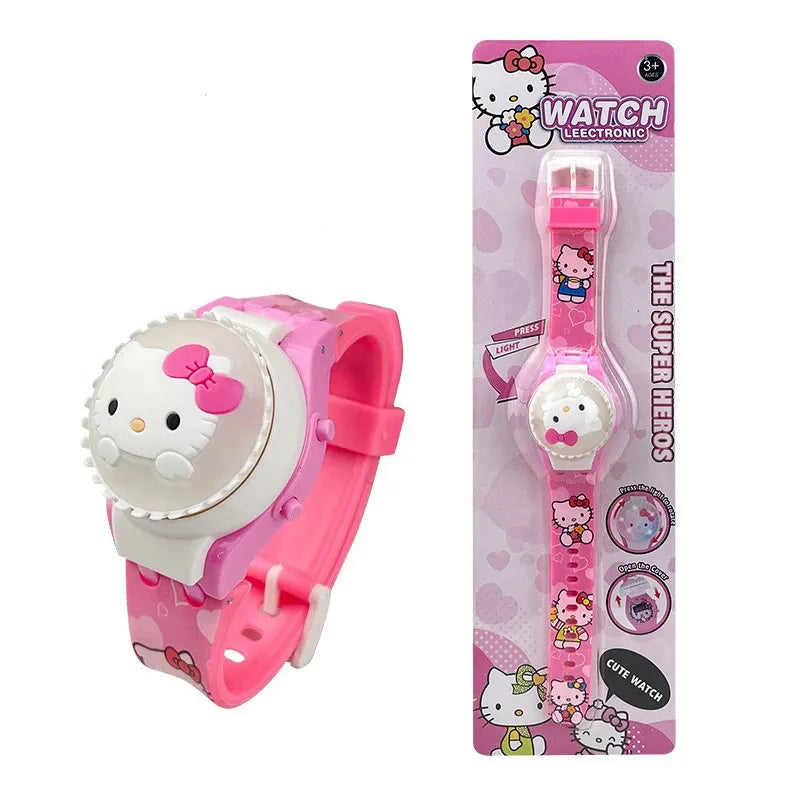 Disney Anime Kids Rotate Watch with Flash Light- Hello Kitty