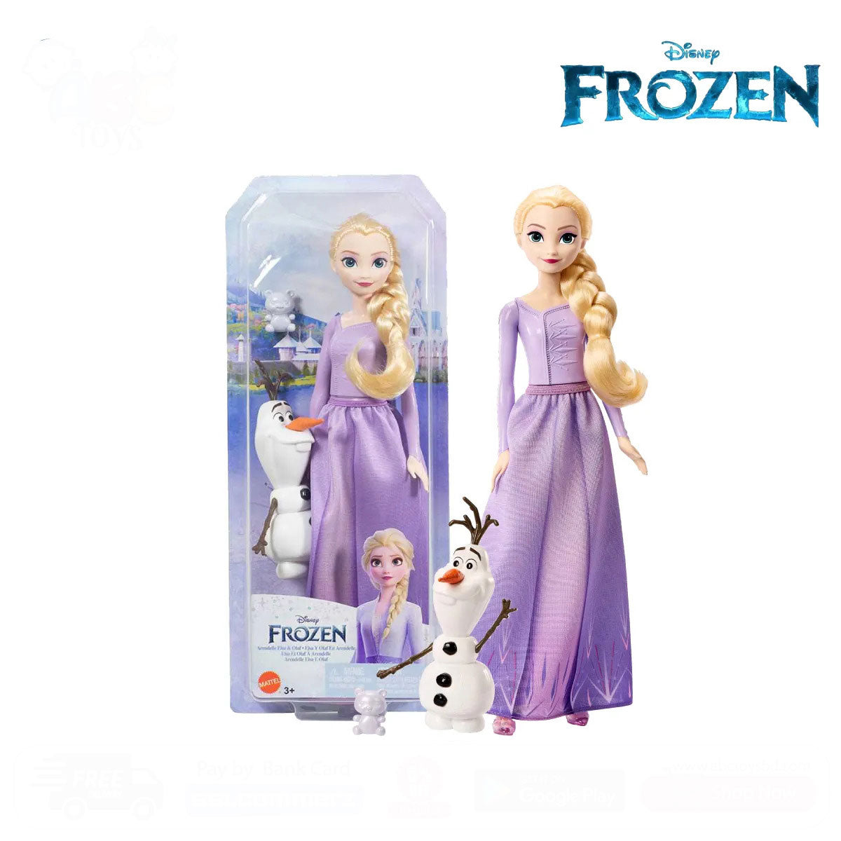 Disney Frozen HLW67 Toys, Elsa Fashion Doll and Olaf Figure