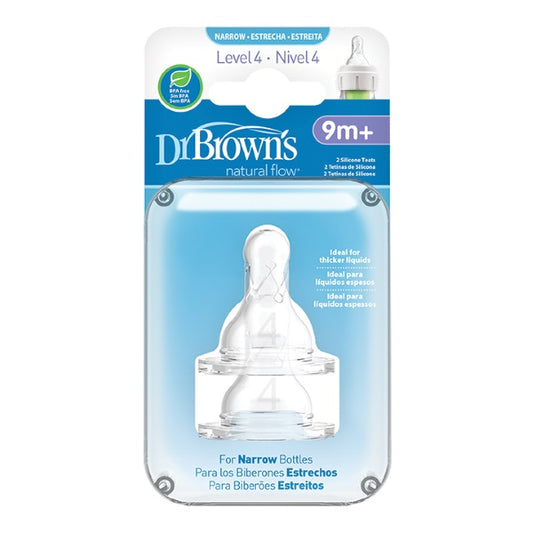 Dr. Brown's Natural Flow Narrow-Neck Level 4 Teats(9m+)- 2pcs