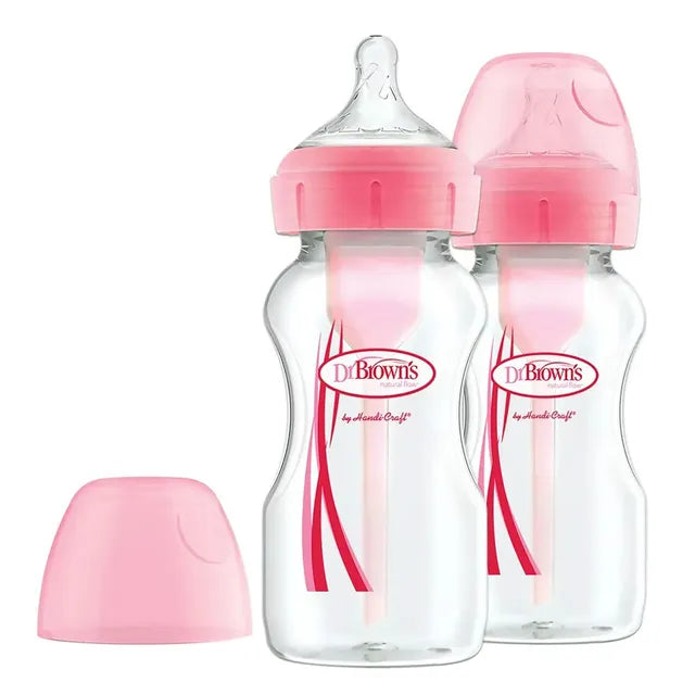 Dr. Brown's Options+ Anti Colic Wide Neck Baby Bottle 2pcs (0m+) 270ml-Pink
