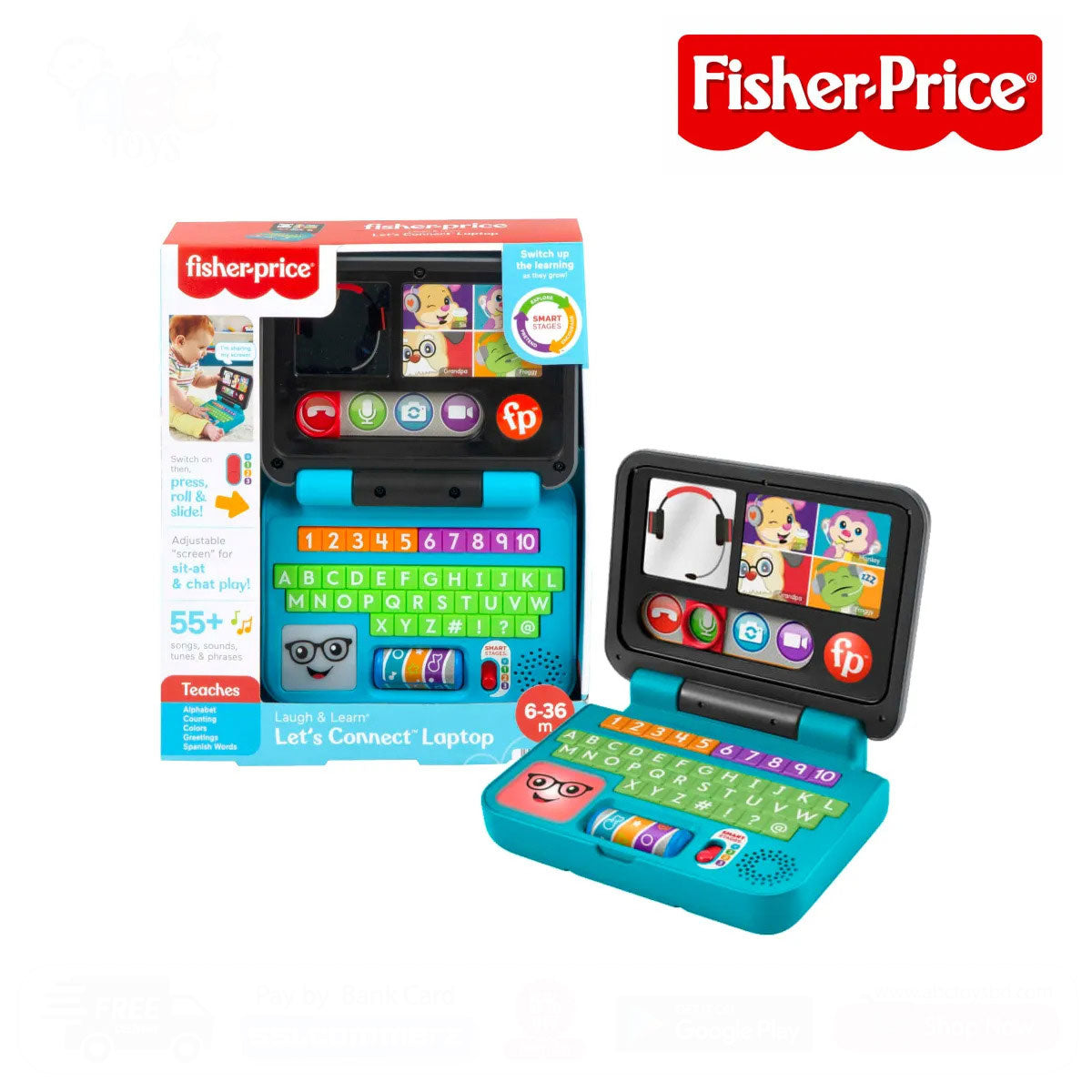 Fisher-Price HCF33 Laugh & Learn Let's Connect Pretend Laptop