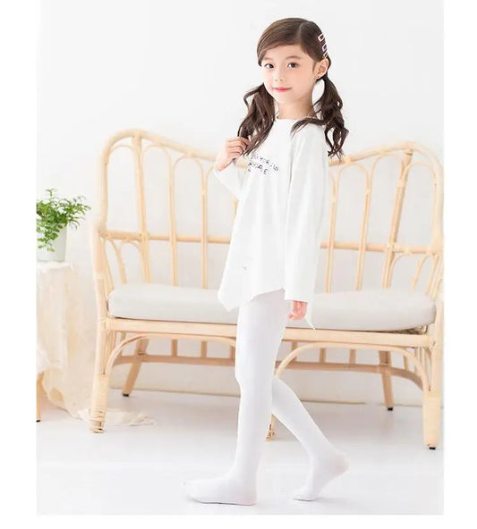 Girl's Soft Cotton Pantyhose Leggings Dance Ballet Tights Stockings- White