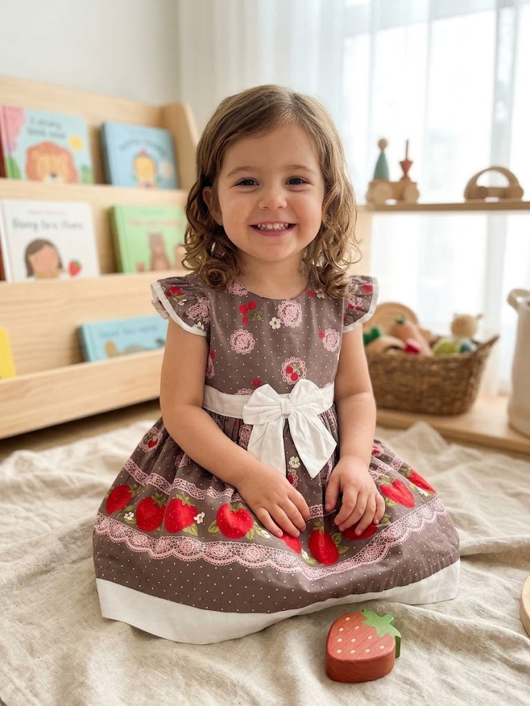 Girl's Strawberry Cotton Alice Frock (2-4Y)