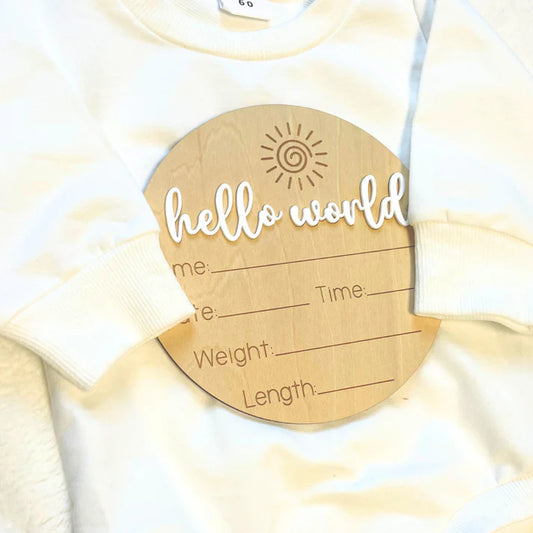 Hello World Newborn Wood Sign (6 Inches)