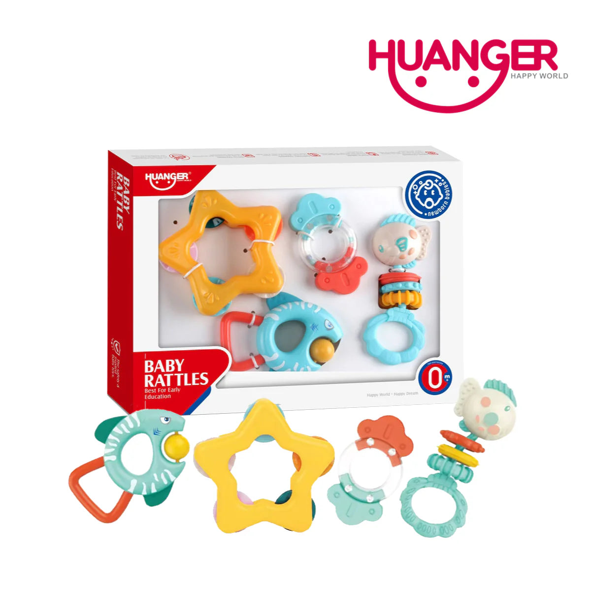 Huanger HE0134 Baby Rattles & Teether 4pcs Set (0m+)