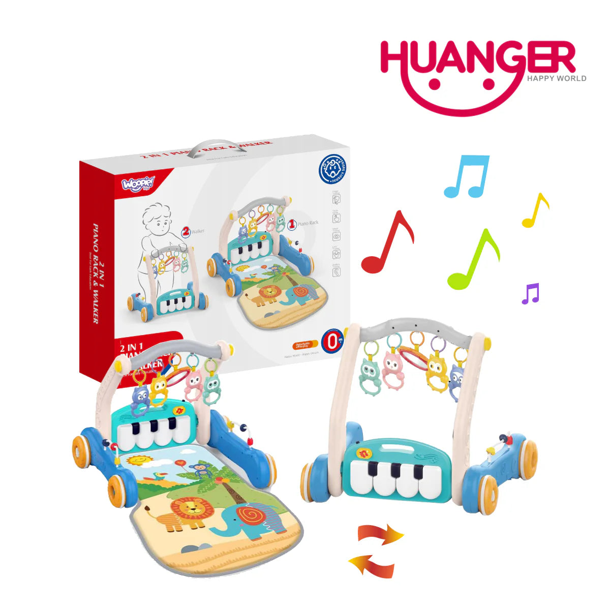 Huanger HE0637 2 In 1 Baby Musical Piano Playmat & Walker (0m+)