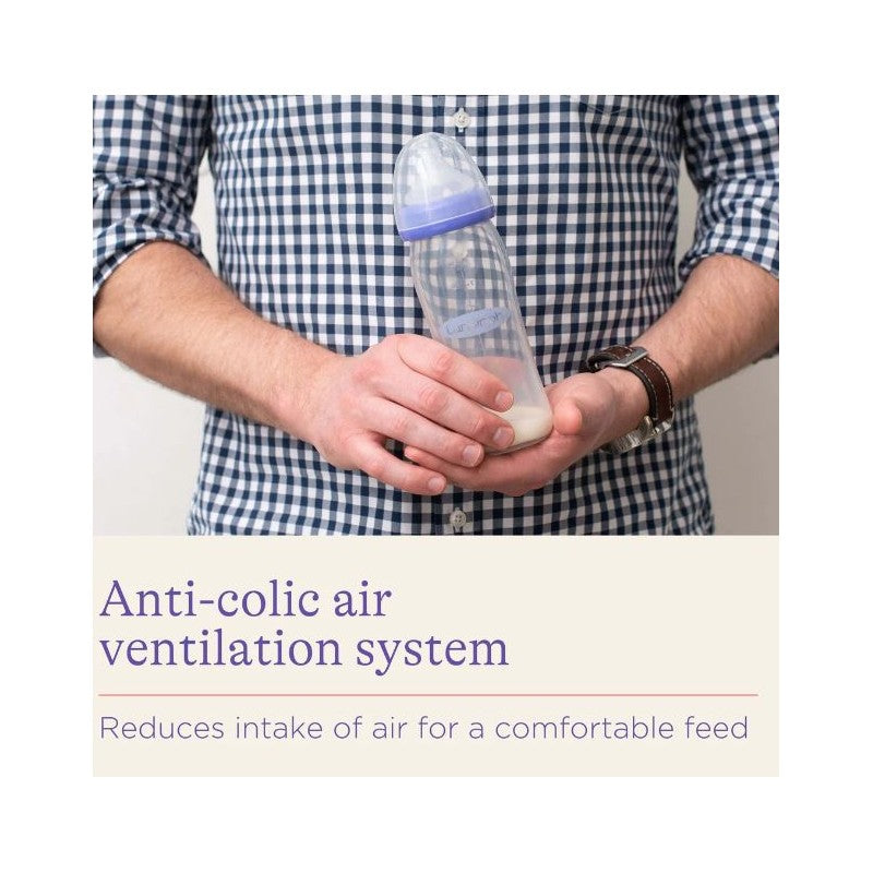 Lansinoh Glass Feeding Bottle With Natural Wave Teat Medium Flow 240ml-(M)