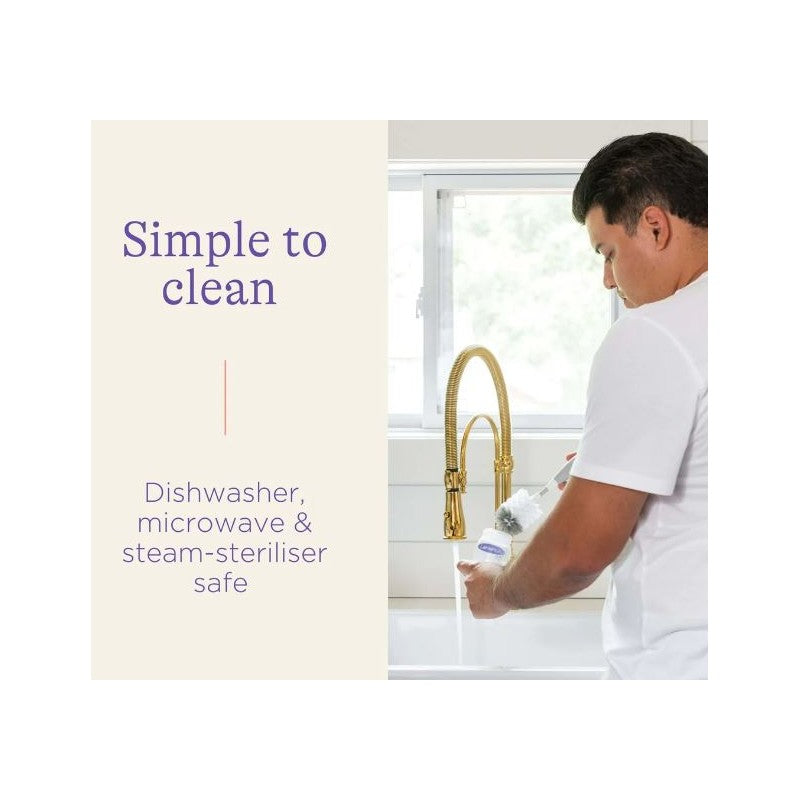 Lansinoh Glass Feeding Bottle With Natural Wave Teat Medium Flow 240ml-(M)