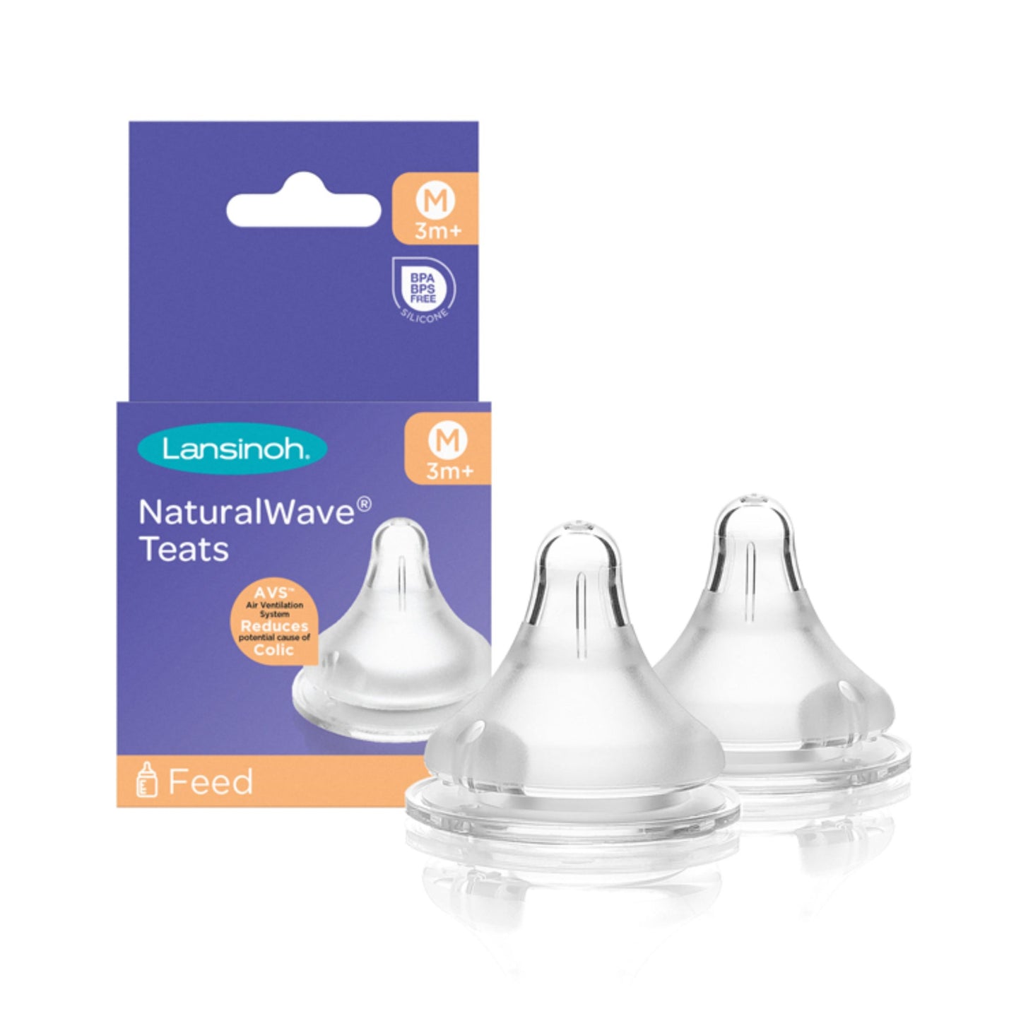 Lansinoh Natural Wave Teat Medium Flow (3m+)- 2pcs