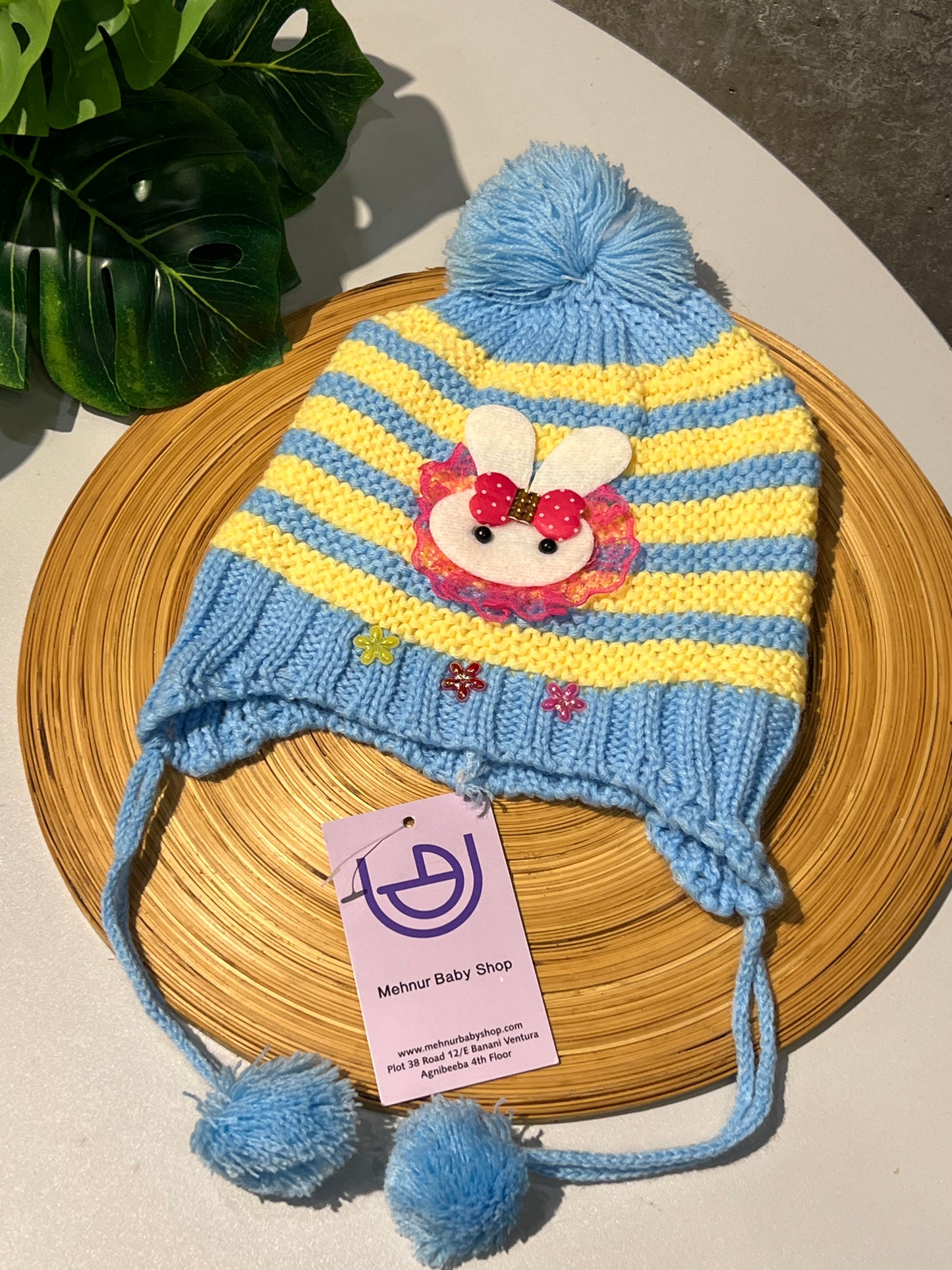 Little Rabbit Striped Earflap Cap-Blue (6m-2y)
