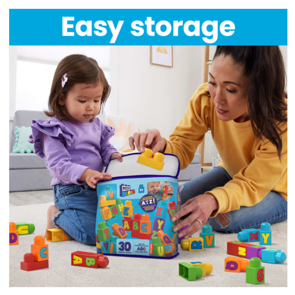 MEGA Bloks HRR60 Fisher-Price ABC Building Bag (30 Pieces) 1y+
