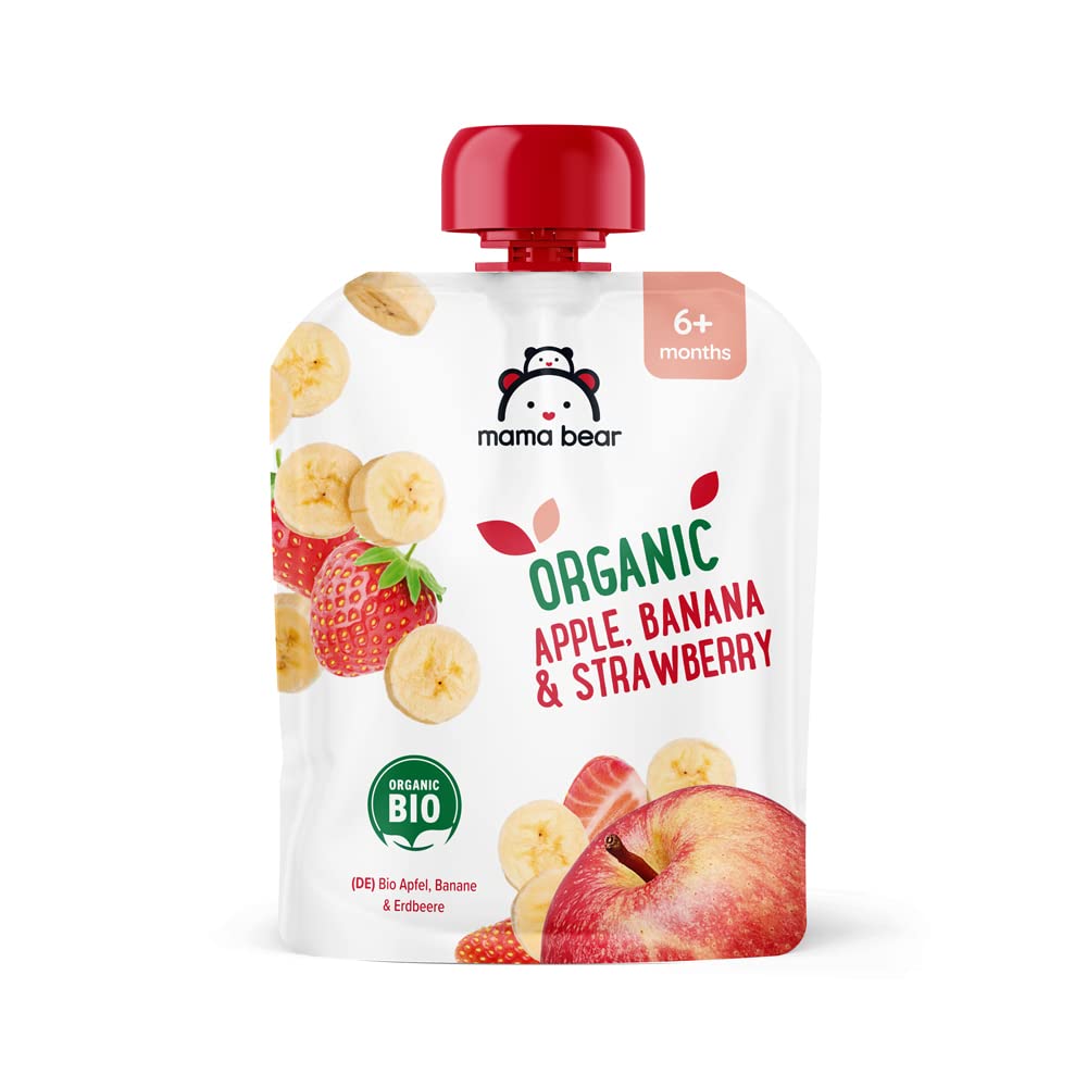 Mama Bear Fruit Pouch- Apple, Banana and Strawberry Puree (6m+) 90g