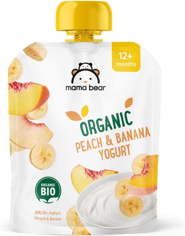 Mama Bear Fruit Pouch- Peach, Banana and Yogurt Puree (12m+) 90g
