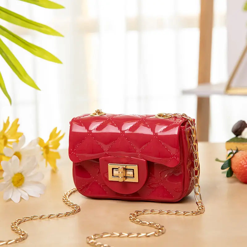 Mini Jelly Purse Flap with Pearls Top Handle Handbag