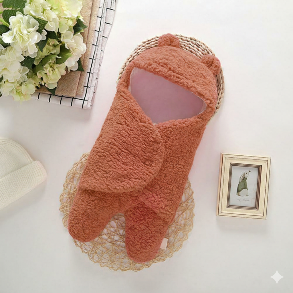 Newborn Baby Plush Blanket for (0-6m)- Brown