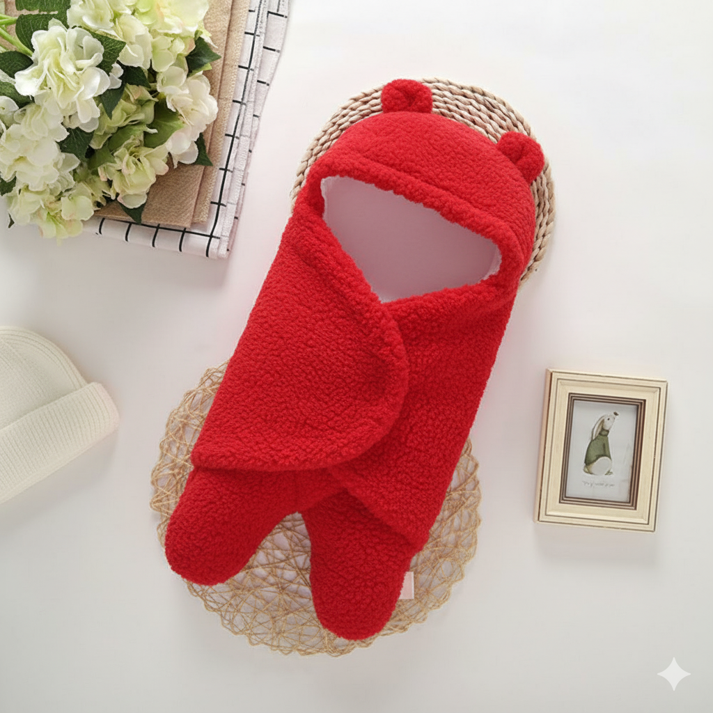 Newborn Baby Plush Blanket for (0-6m)- Red