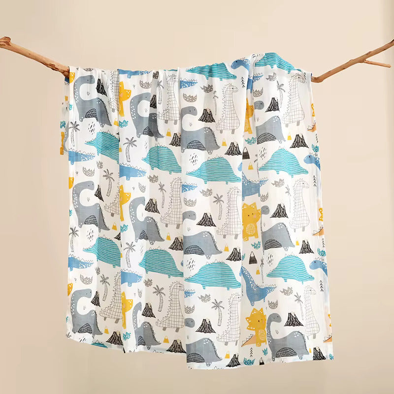 Newborn Bamboo Fiber Cotton Muslin Swaddle Wrap- Dinosaur