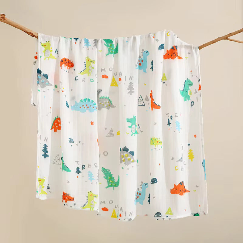Newborn Bamboo Fiber Cotton Muslin Swaddle Wrap- Dinosaur (2)