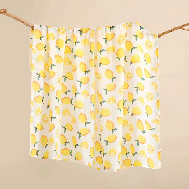 Newborn Bamboo Fiber Cotton Muslin Swaddle Wrap- Lemon