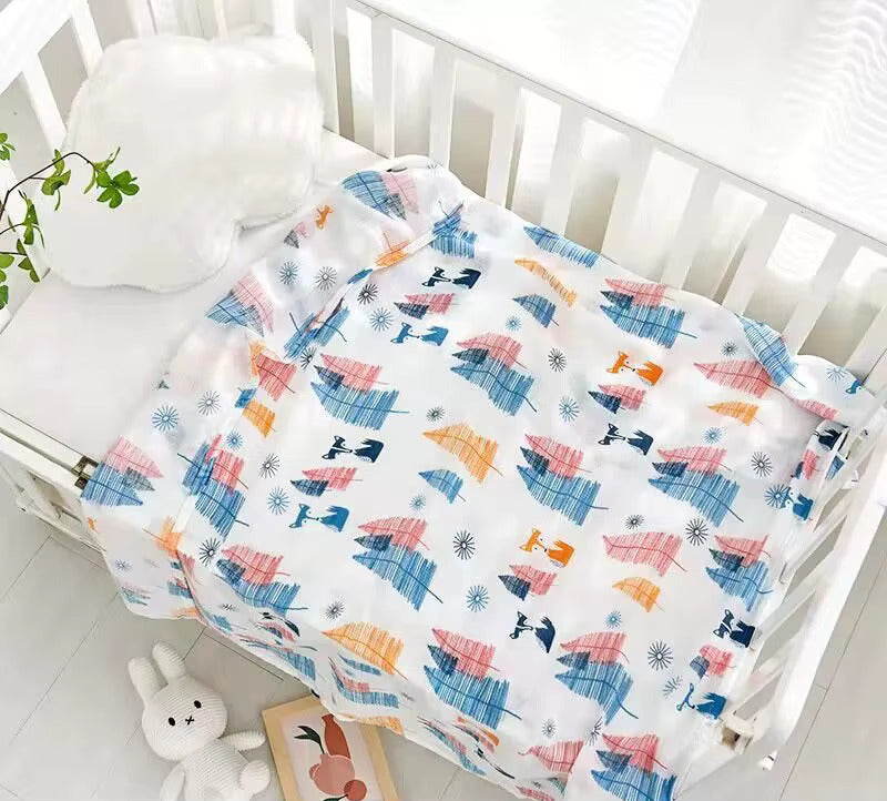 Newborn Bamboo Fiber Cotton Muslin Swaddle Wrap- Tree
