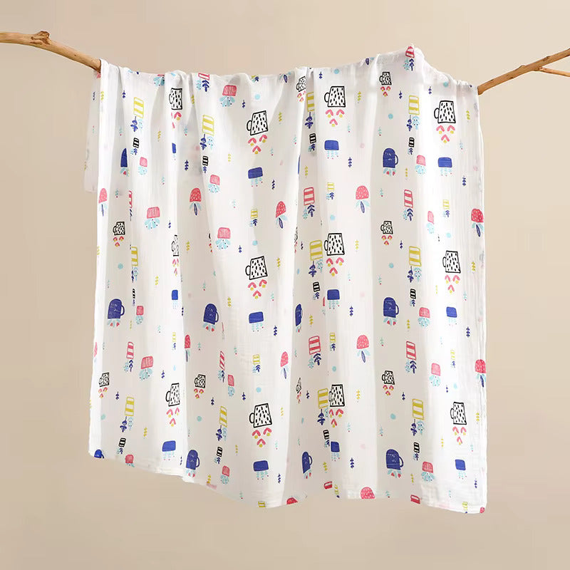 Newborn Bamboo Fiber Cotton Muslin Swaddle Wrap- Tree Leaf