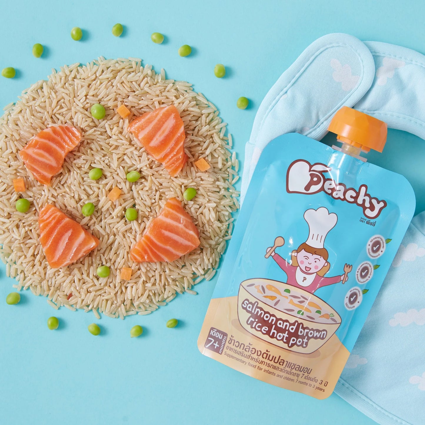 Peachy Salmon and Brown Rice Hot Pot Puree (7m+) 125g